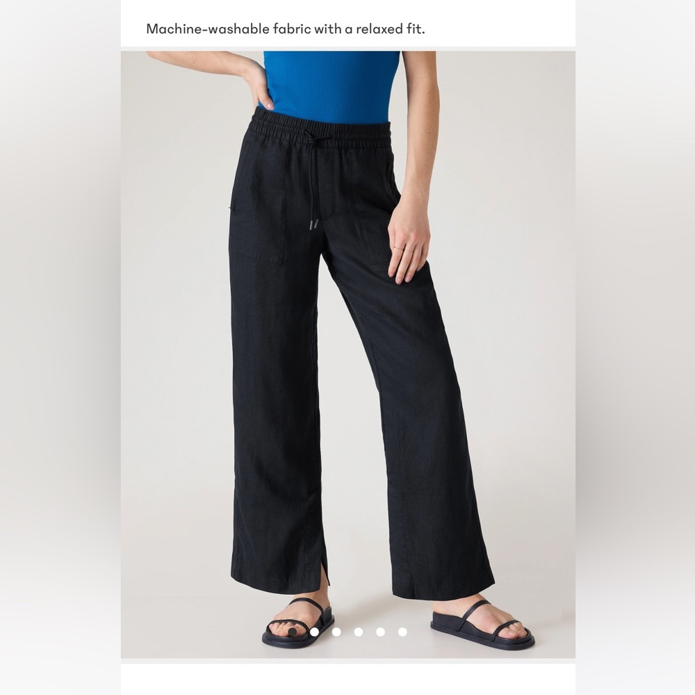 Athleta RETREAT WIDE LEG LINEN PANT // Black